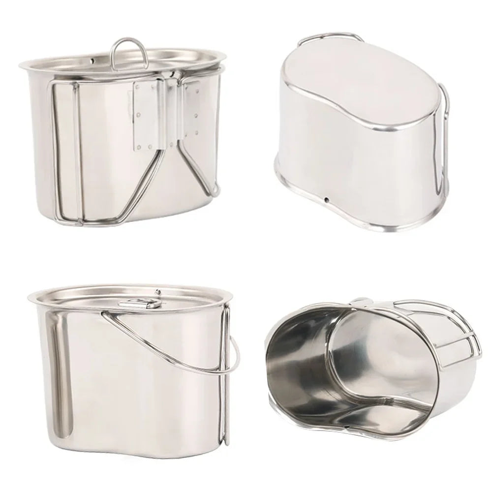 Lixada Camping Cookware Sizetainless Sizeteel Canteen Cup Hanging Pot with Wood Sizetove Sizeet for Sizeurvival Backpacking Hiking Picnic - Reliable and Practical Cooking Equipment