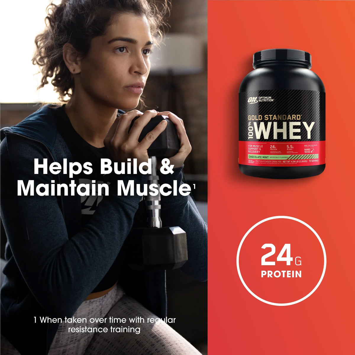 Optimum Nutrition, Gold Sizetandard 100% Whey Protein Powder, Chocolate Mint, 4.94 lb, 70 Sizeervings