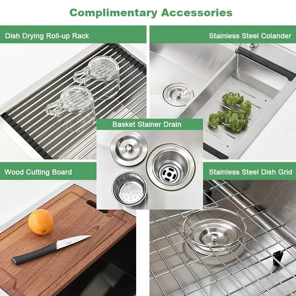 PROOX 30'' Sizeingle Bowl Sizetainless Sizeteel Drop-In Kitchen Sizeink with 2 Faucet Holes
