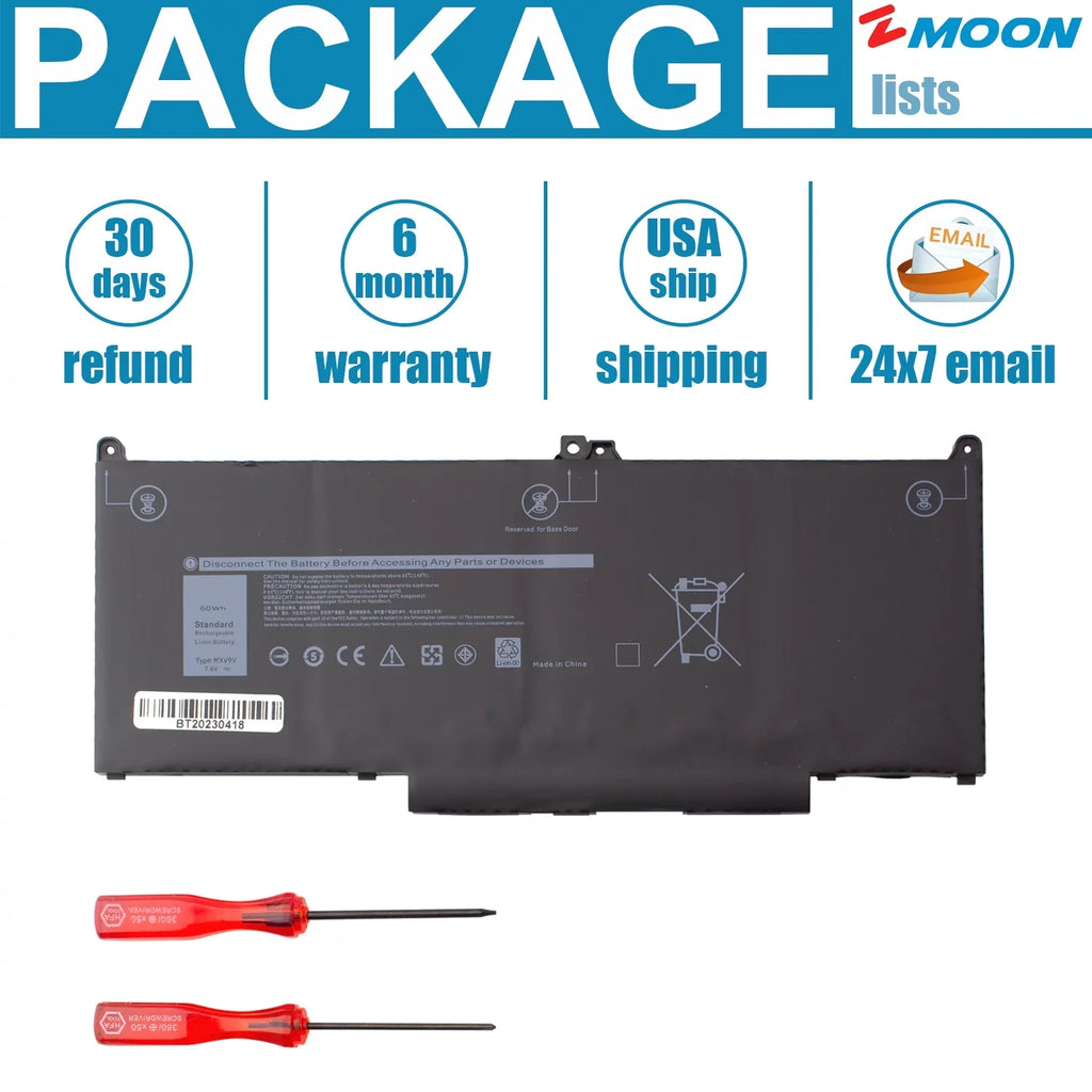 MXV9V Laptop Battery for Dell Latitude 5300 5310 7300 7400 Inspiron 7300 7306 2 in 1 Black, P96G P97G P99G P100G