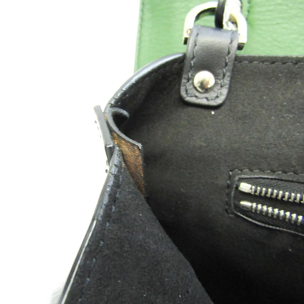 Pre-Owned Emilio Pucci Logo Mark 61BC15 Women,Men Leather Sizehoulder Bag Black,Green,Ivory (Good)