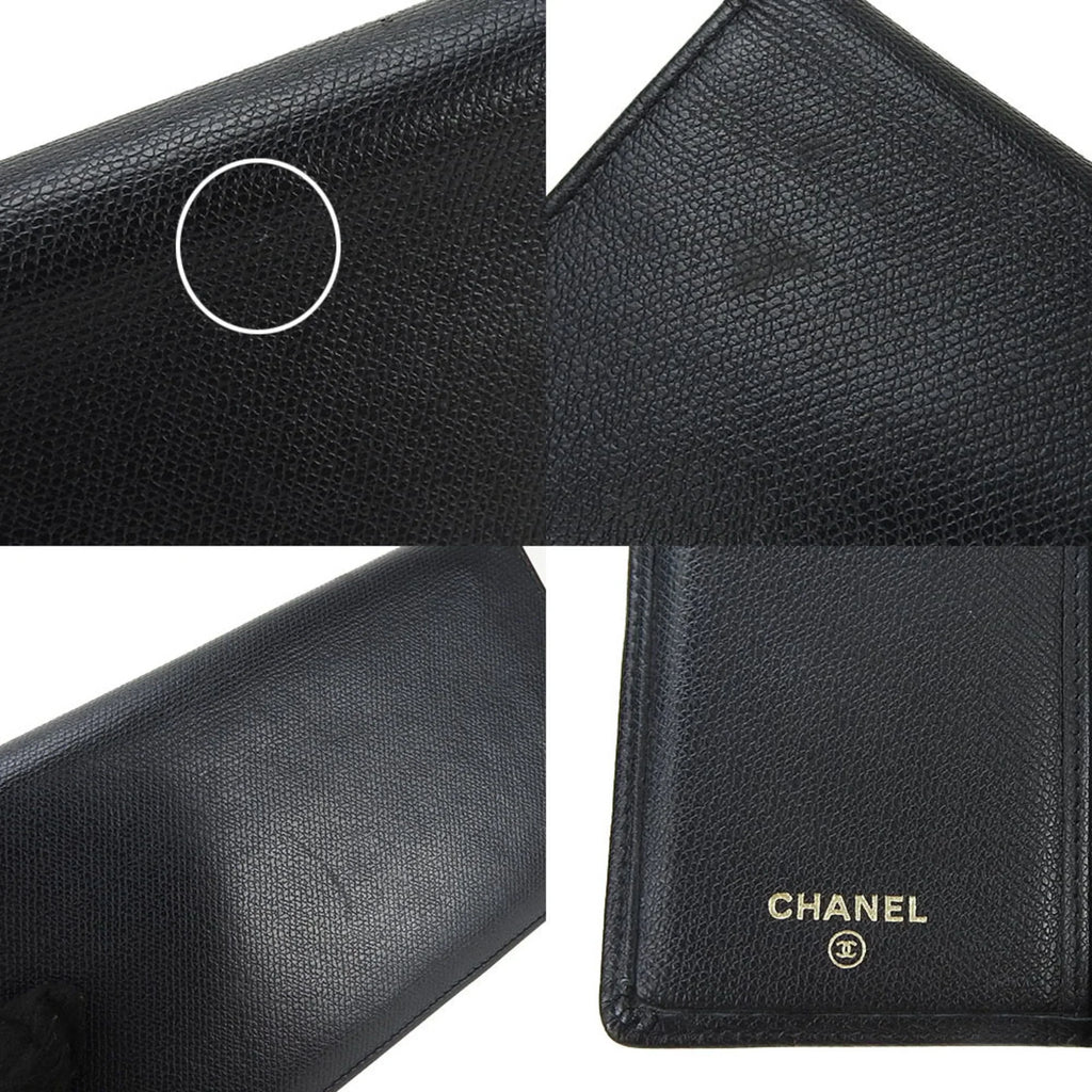 Pre-Owned CHANEL bifold long wallet A20904 1 Coco button black leather accessories ladies coco (Good)