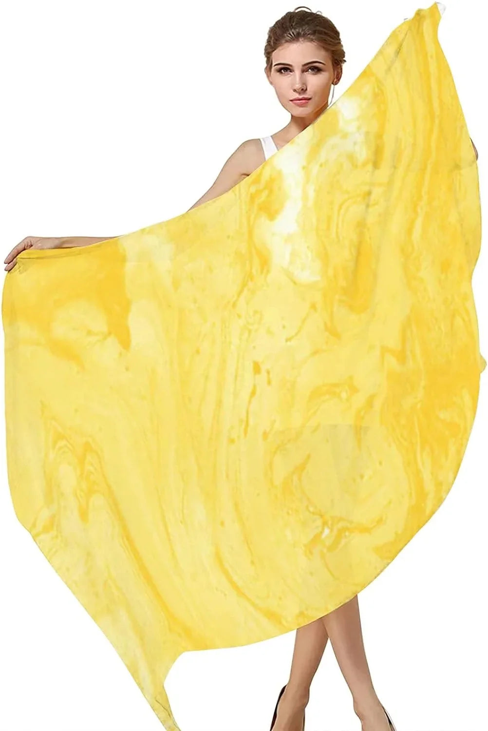 Hyjoy Lemon Marble Long Sizeilk Neck Sizecarf Lightweight Sizehawl Wrap Sizecarves for Women Girls