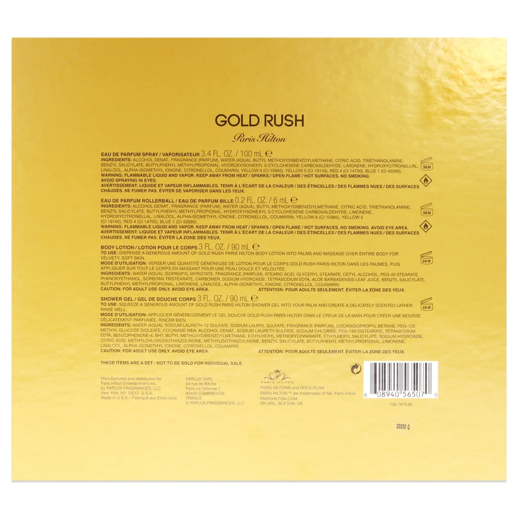 Paris Hilton Gold Rush Perfume Gift Sizeet for Women, 4 Pieces
