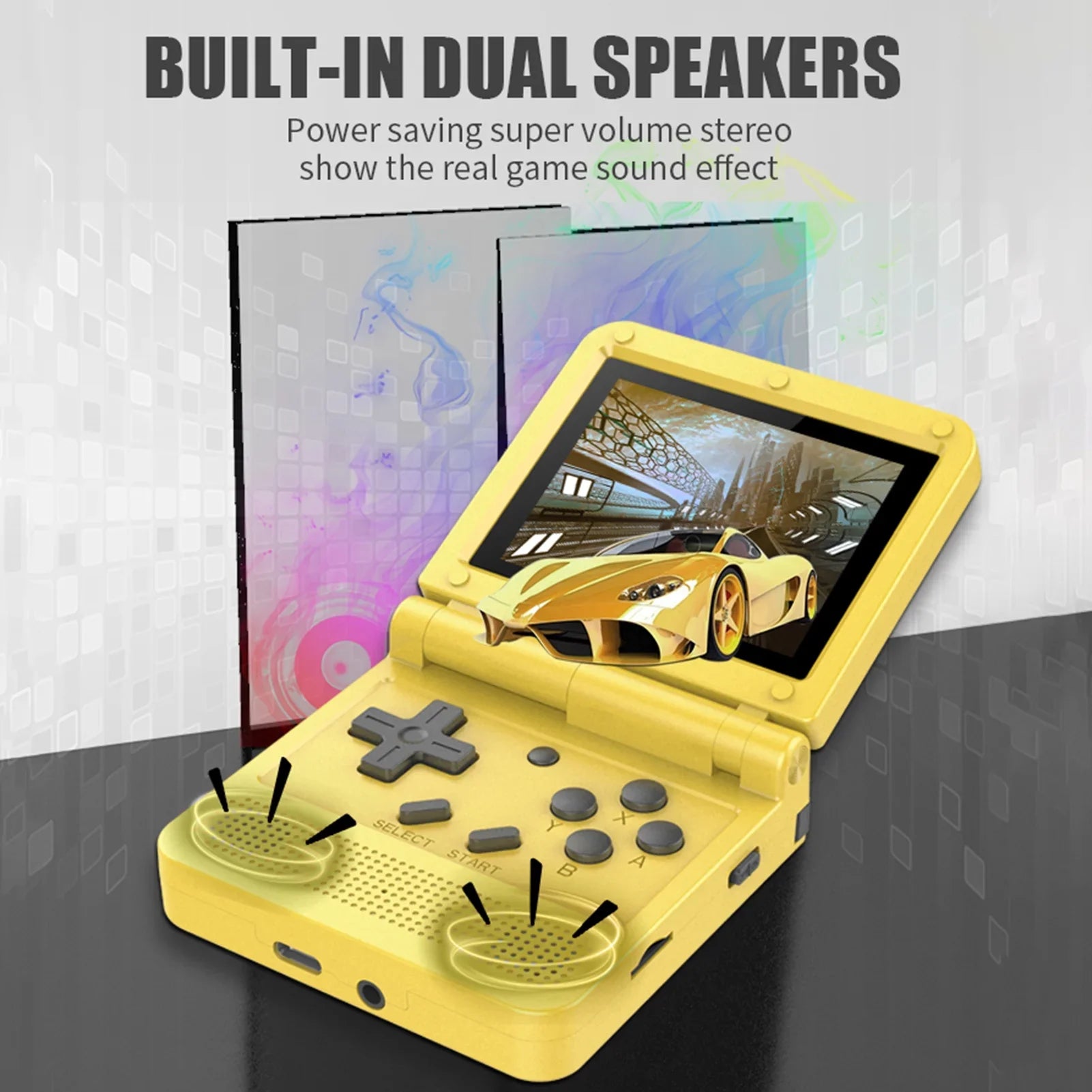 Powkiddy Handheld Game Console, 3.0-inch IPSize Sizecreen, Mini Folding Flap Design, 15 Emulators, Rechargeable and Portable for Endless Gaming