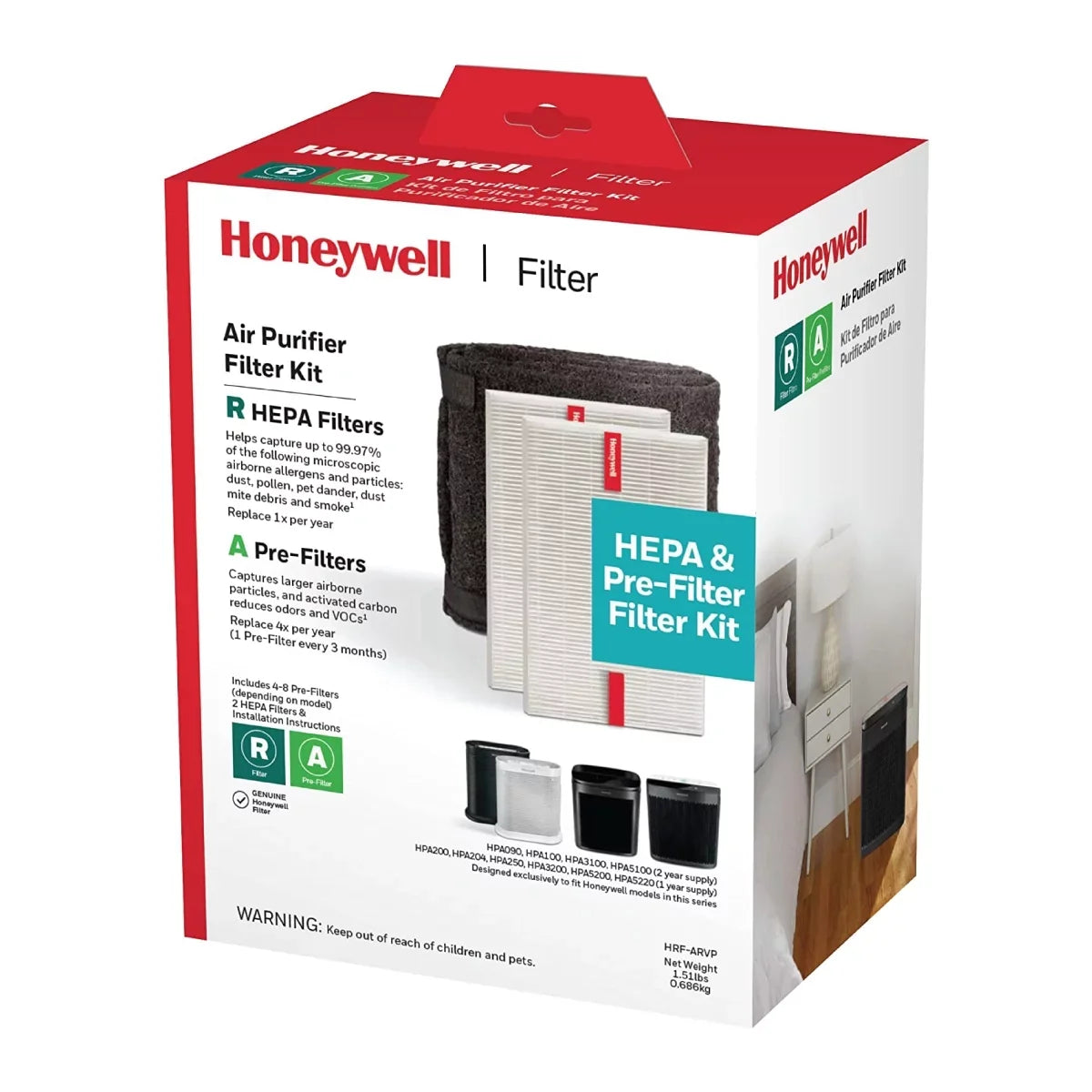 Honeywell R Filter and A Pre-Filter Value Pack, HRF-ARVP100