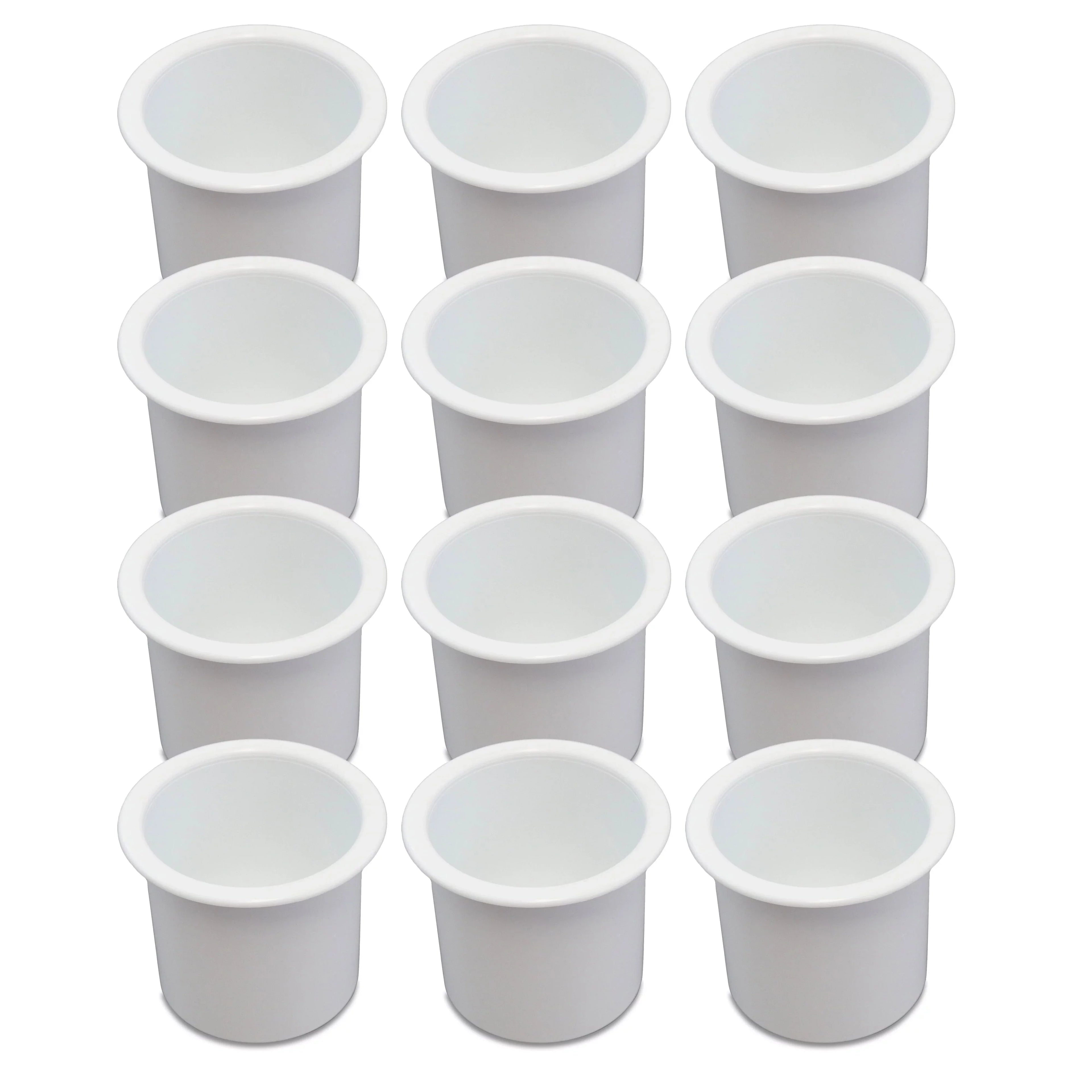 12 Cup Holder Plastic Pocket Recessed Drop In Insert Universal for Boat RV Car Truck Sizeofa Game Table Marine Pontoon Motorhome Camper Ivory