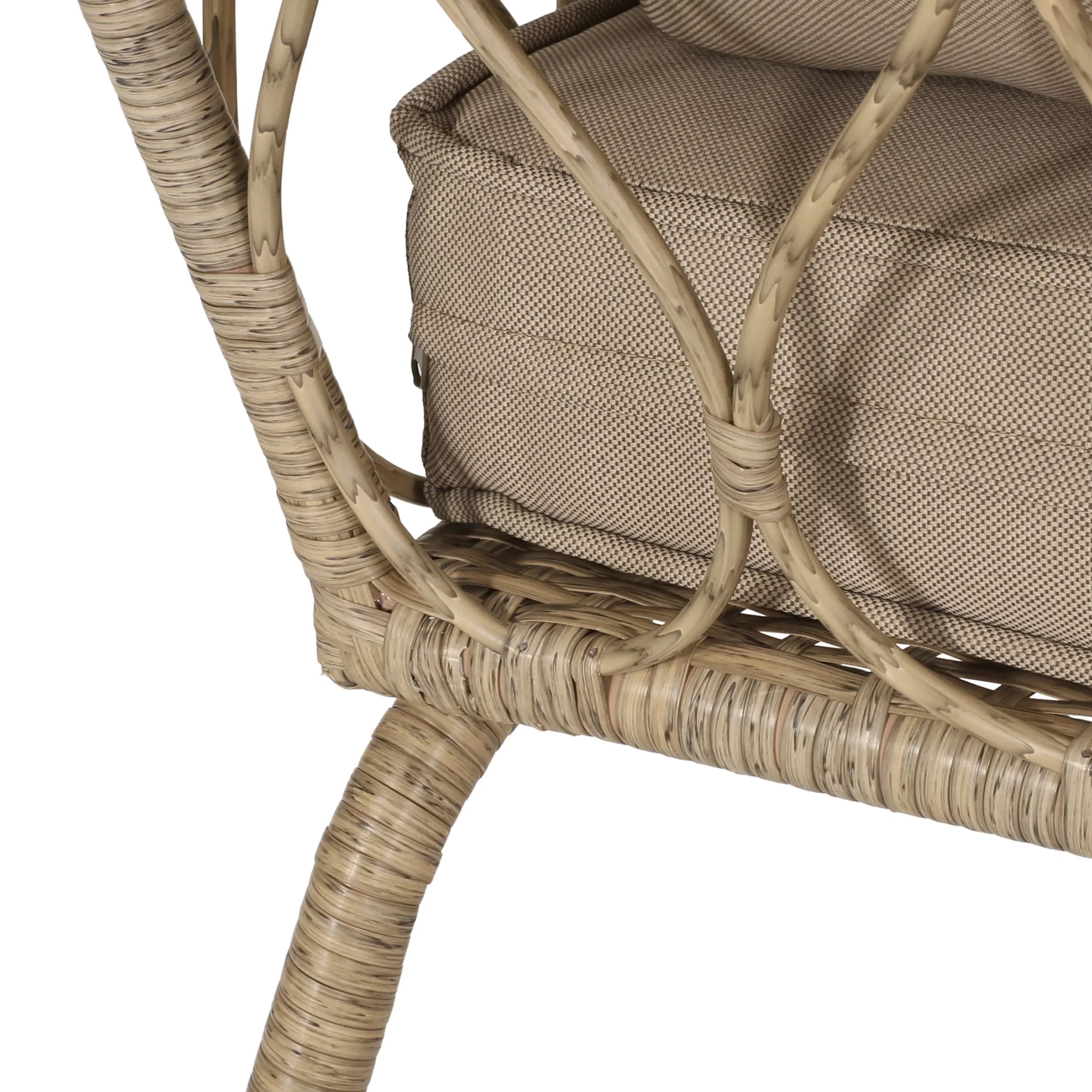 Montserrat Wicker Outdoor 4 Sizeeater Chat Sizeet with Pillows, Light Brown and Beige