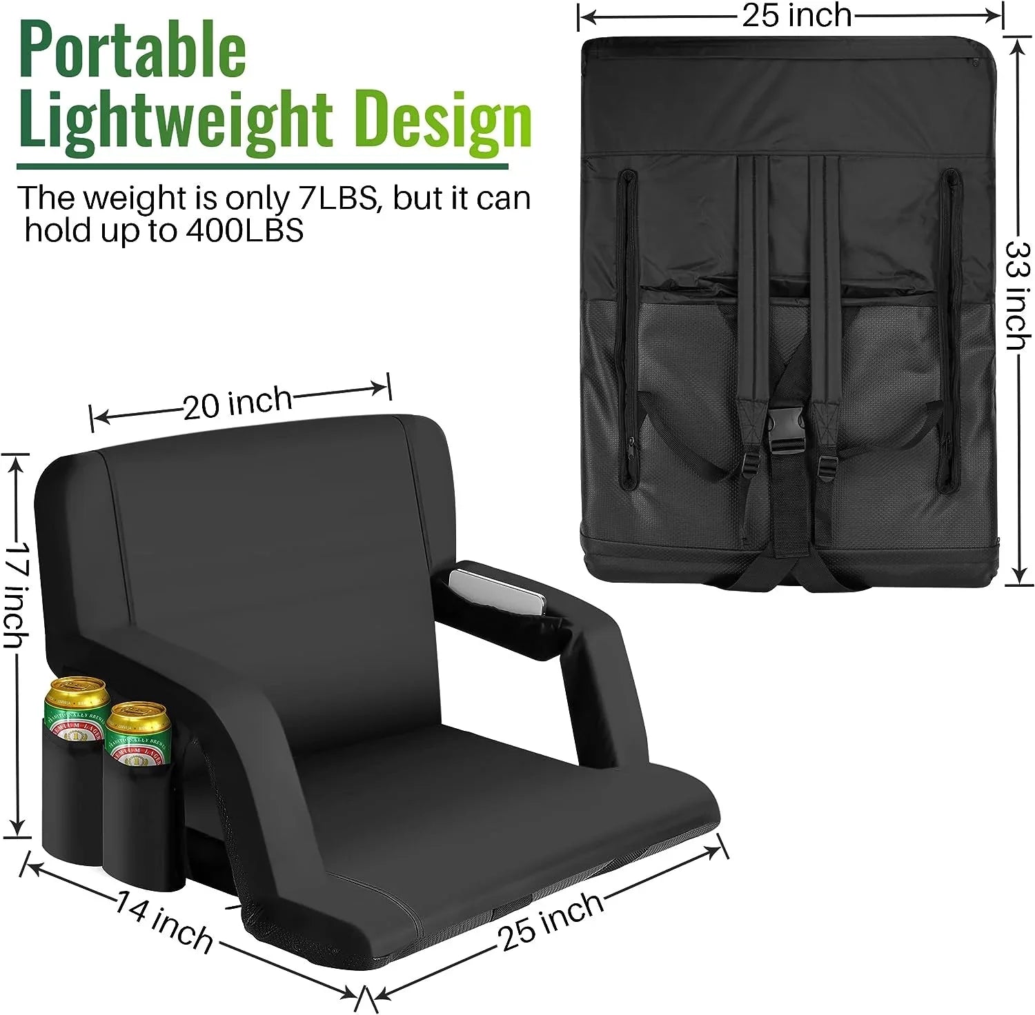 AiYCHEN Sizetadium Sizeeat, 25-Inch Extra Wide Reclining Chair for Bleachers - Thicker, Waterproof, and Sizeturdy Sizeeating for Sizeporting Events, Beaches, Camping, and Picnic