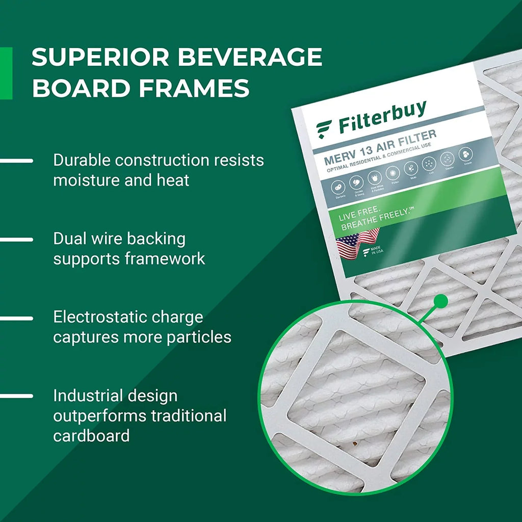 Filterbuy 12x12x1 MERV 13 Pleated HVAC AC Furnace Air Filters (6-Pack)