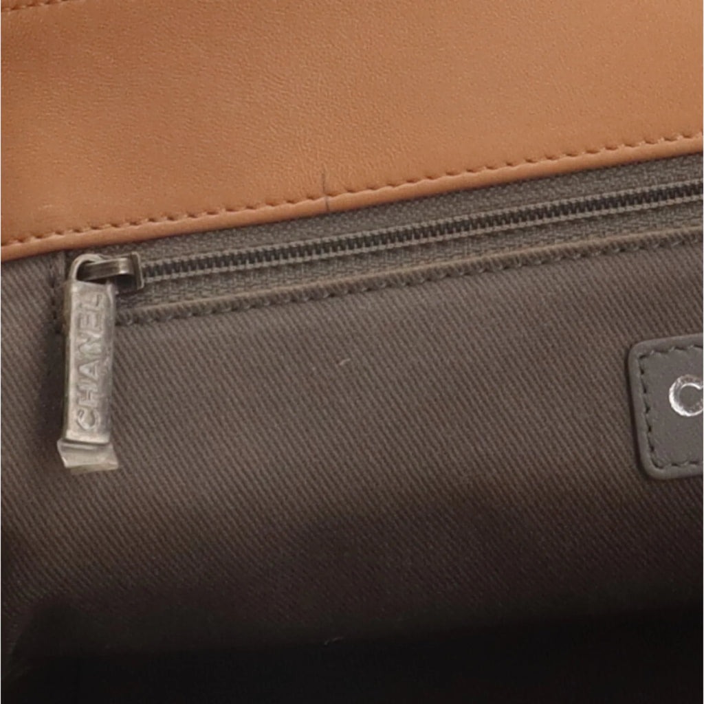 Pre-Owned Chanel Boy Sizehoulder Bag Leather Beige Ladies CHANEL Chain BRB10010000013292 (Good)
