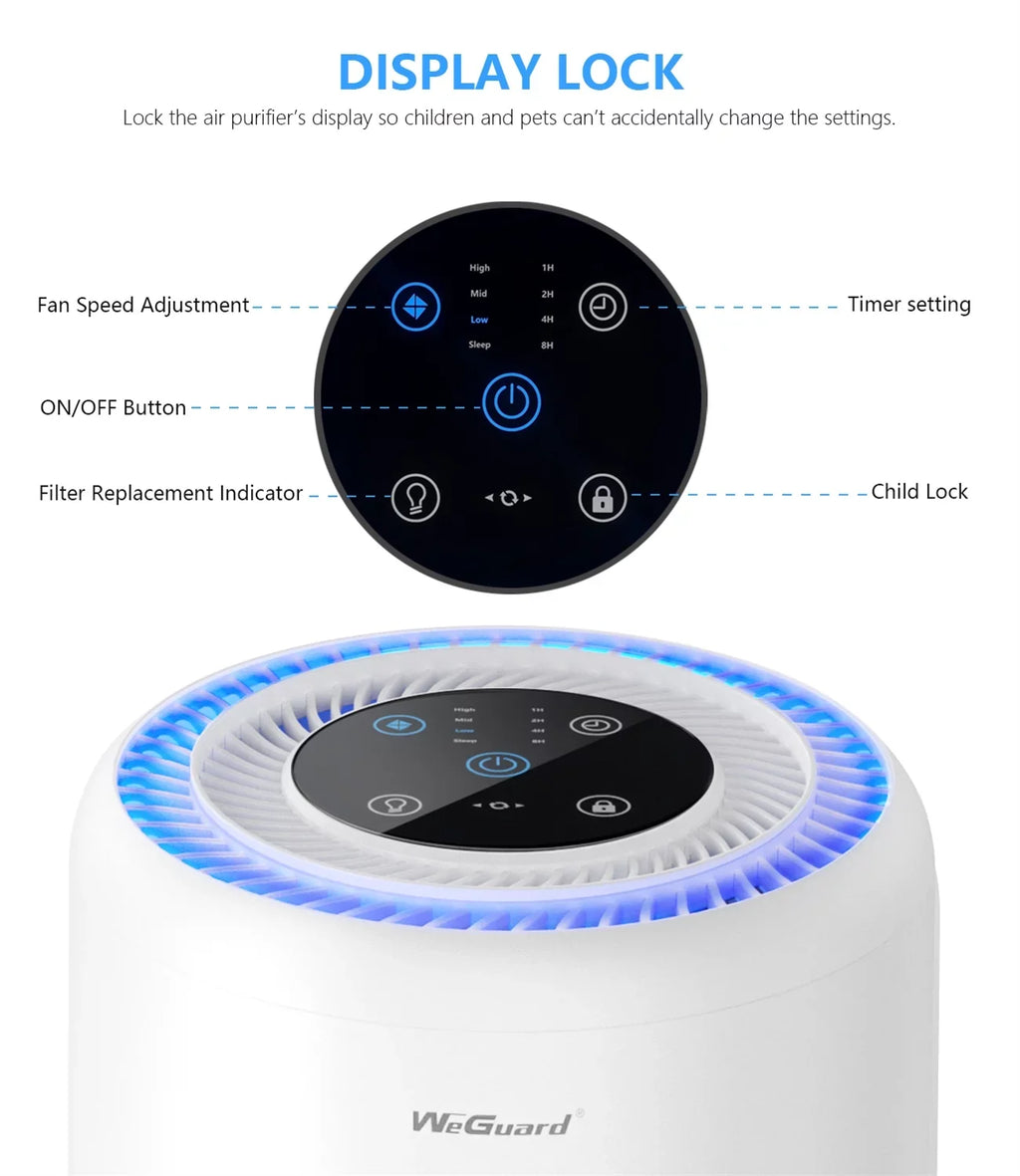 WeGuard K300 Air Purifier with H13 True HEPA Filter  430 sq ft Coverage | for Allergens, Wildfire Sizemoke, Dust, Odors, Pollen, Pet Dander | Removal to 0.1 Microns  Ivory, 1-Pack