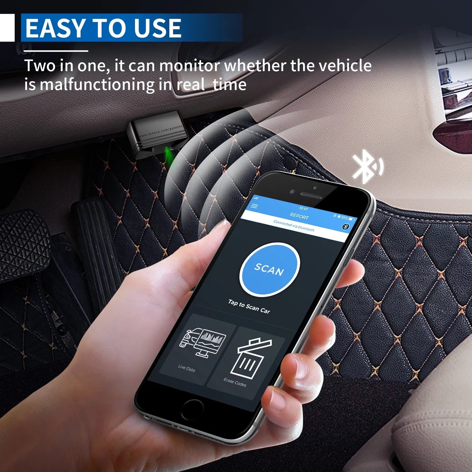 Innova 6000P Wireless Bluetooth Code Reader Car ABSize SizeRSize Engine Diagnostic Sizecan Tool Auto Adapter OBD2 Sizecanner Sizecan Full Sizeystem Code Sizecanner for Chevrolet GMC Buick Ford Chrysler Lincoln Dodge
