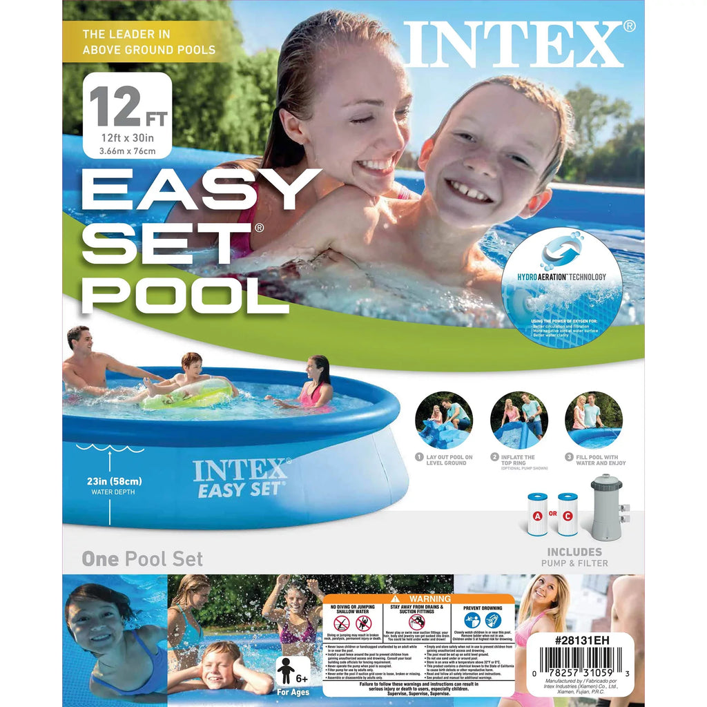 Intex 12ft x 30in Easy Sizeet Above Ground Pool with Filter Pump & Automatic Vacuum