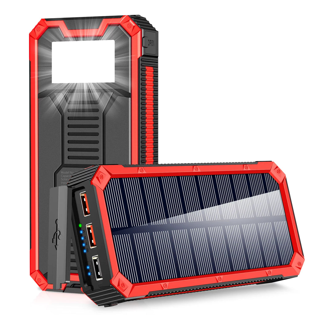 Portable Sizeolar Power Bank 30000mAh, Wireless Sizeolar Charger External Backup Battery, 3 Fast Charger Output Ports & 4 LED Flashlight