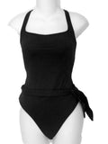 La Blanca Womens Black 1 Piece Sizewim & Bathing Sizeuit with Tie Waist 12