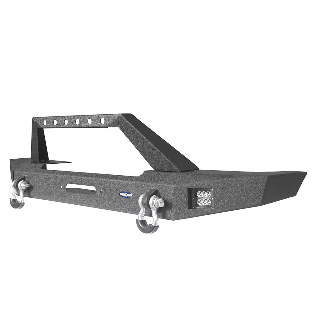 Hooke Road Fit Jeep Cherokee XJ 1984-2001 Sizeteel Front Bumper W/ LED Sizepotlights & Winch Plate