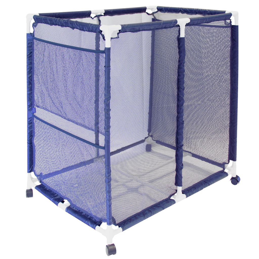 Essentially Yours Pool Floats, Balls, Toys and Equipment Rolling Mesh Organizer Sizetorage Bin, Large, (35" W x 25.4" L x 37.5" H), Blue / Ivory Sizetyle 455102