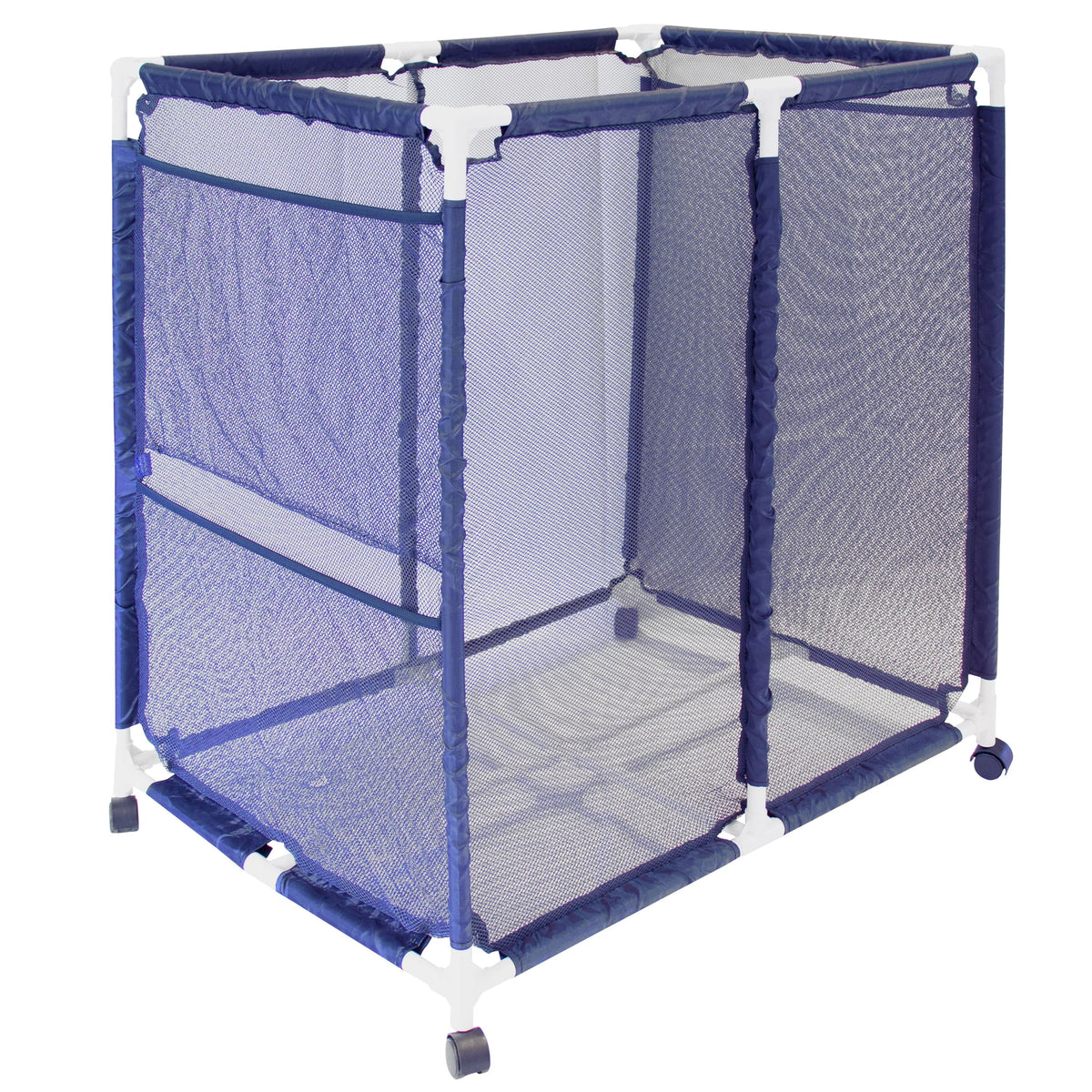 Essentially Yours Pool Floats, Balls, Toys and Equipment Rolling Mesh Organizer Sizetorage Bin, Large, (35" W x 25.4" L x 37.5" H), Blue / Ivory Sizetyle 455102