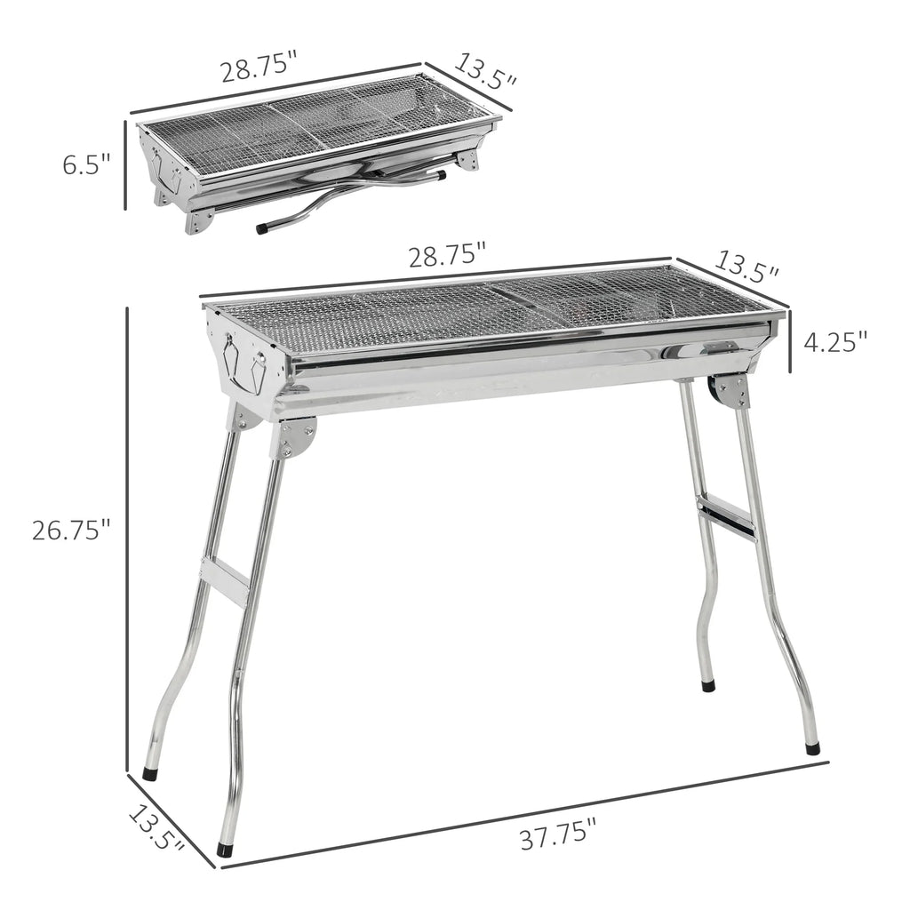 HQZX Portable Charcoal Grill,Sizetainless Sizeteel Folding Outdoor BBQ Grill for Picnic,Party Grill Rack