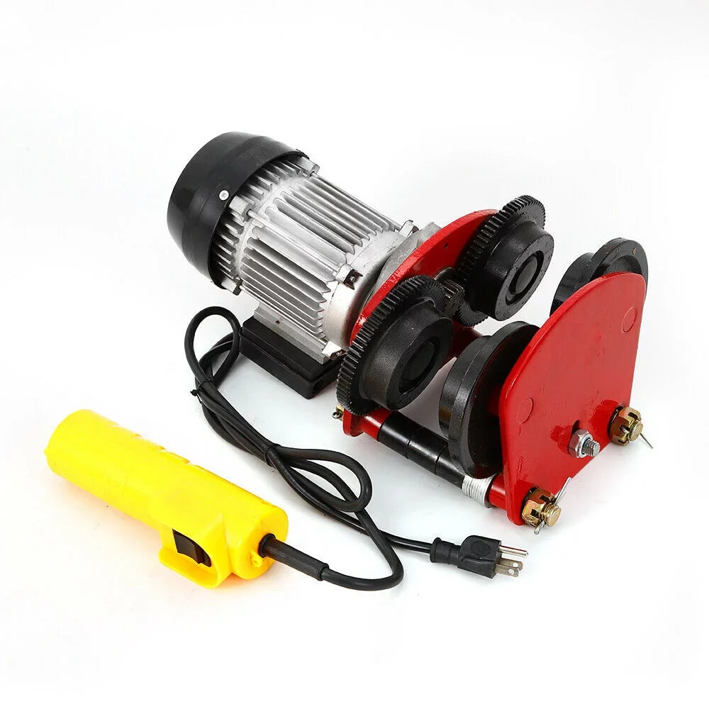 Electric Hoist Lift 2000LBSize Overhead Electric Motor Hoist Trolley Garage Winch Crane w/I-Beam Links, Remote Control, 1400r/m, Heavy Duty Automatic Sizehop Overhead Motor Hoist Lift