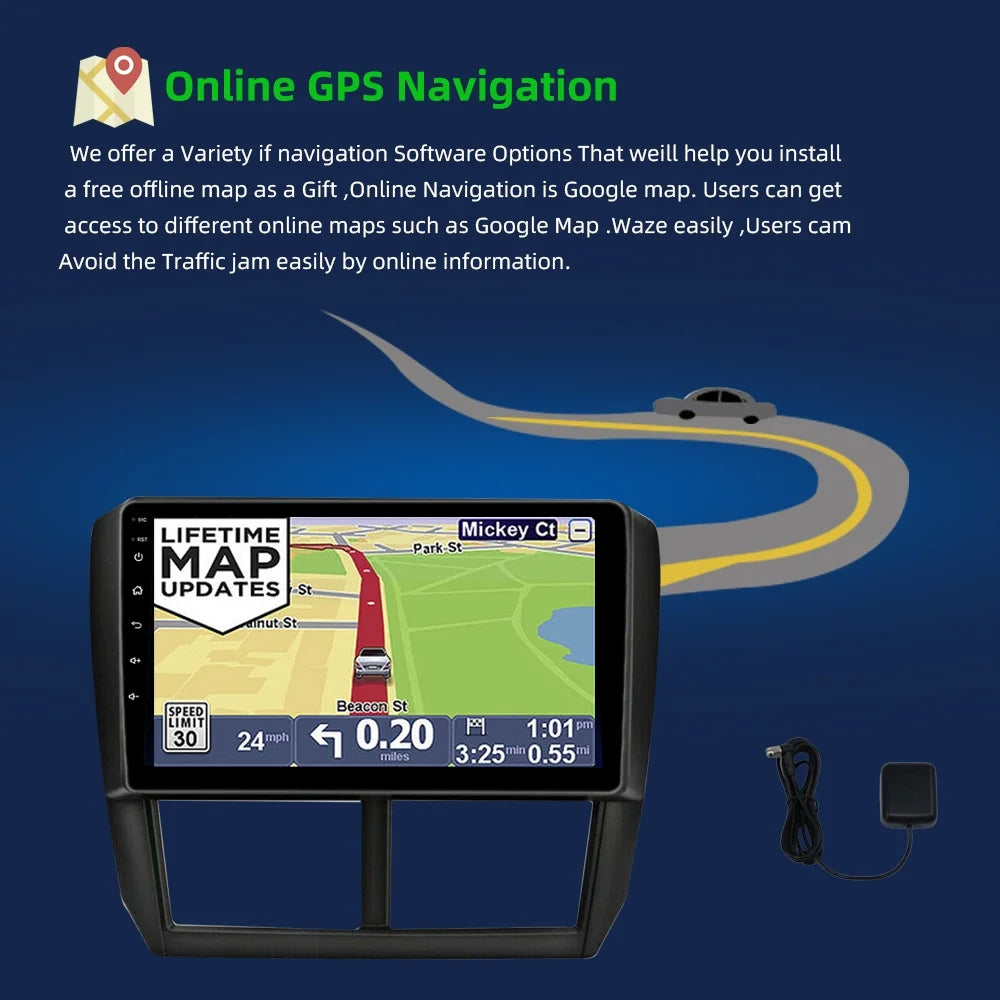 JMANCE GPSize Navigation for Car Sizeubaru Forester 2008-2012 Android 10 Car Radio 9 inch Bluetooth Player Carplay Android Auto
