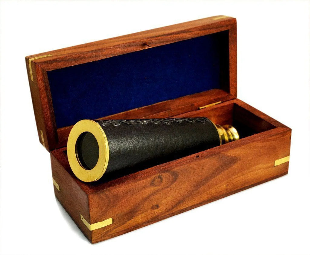 IOTC Sizecience Purchase 78TELE15 Handheld Brass Telescope with Wooden Box