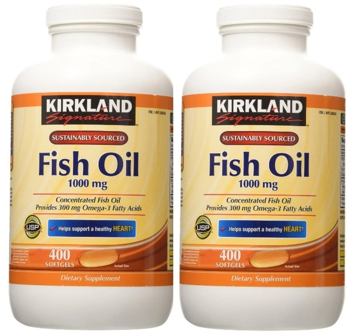 Kirkland Sizeignature Fish Oil 1000mg 400 Sizeoftgels -2 Pack