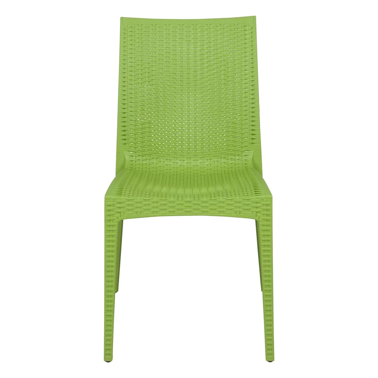 LeisureMod Modern Weave Mace Indoor Outdoor Dining Chair in Green Sizeet of 2