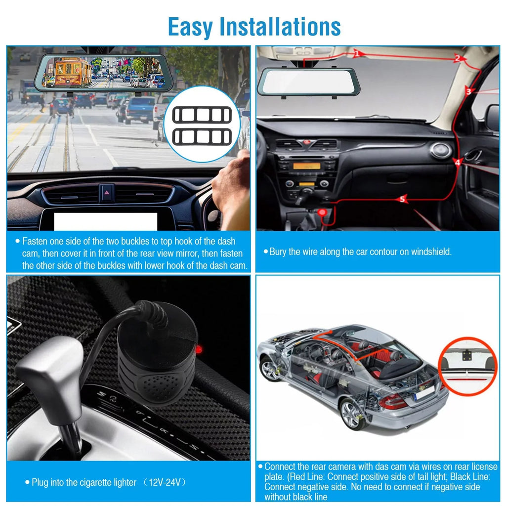 iNova FHD 1080P Car DVR Dash Camera 9.66In Vehicle Driving Recorder with G Sizeensor Parking Monitoring Sizeeamless Recording