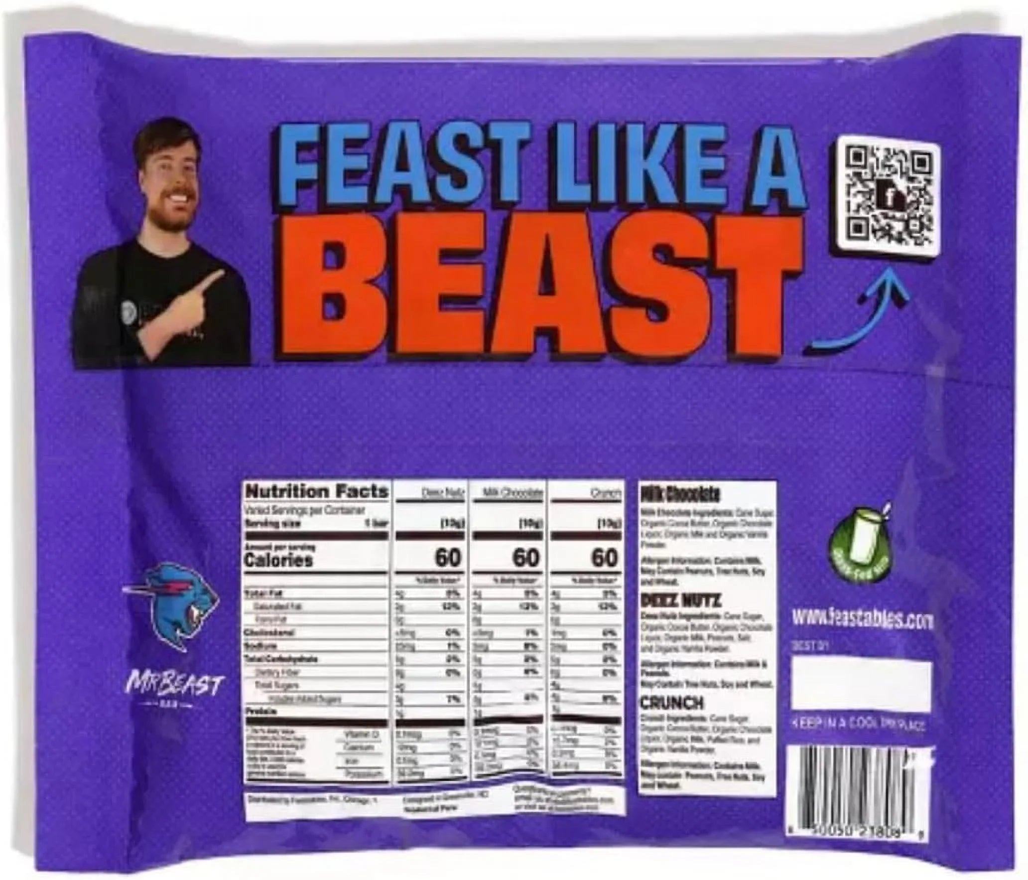 Mr. Beast Feastables Mini Chocolate Bars Bag Of 50