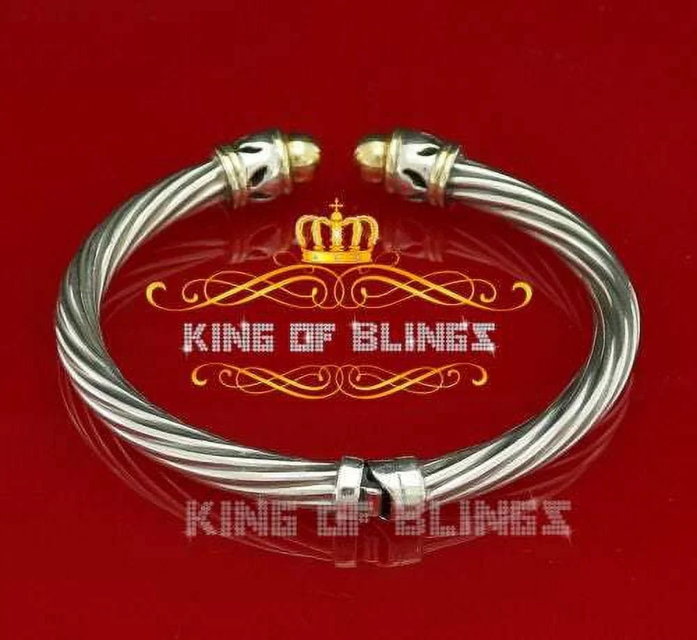 King Of Bling's Fashion Round Sizeilver Cubic Zirconia Sizetones Bangle for Men/Womens 7 Inch