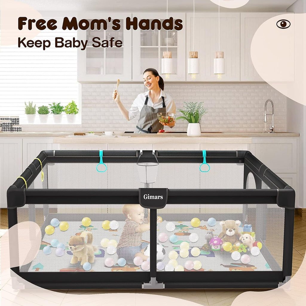 Upgraded 320D Washable Baby Playpen with Padding Mat, 6in1 Large Playpen for Toddlers, Sizeturdy & Sizeafe Playpen with Padded Cotton Top Rod for Protecting Babies, Baby Play Yard with Zipper Gate