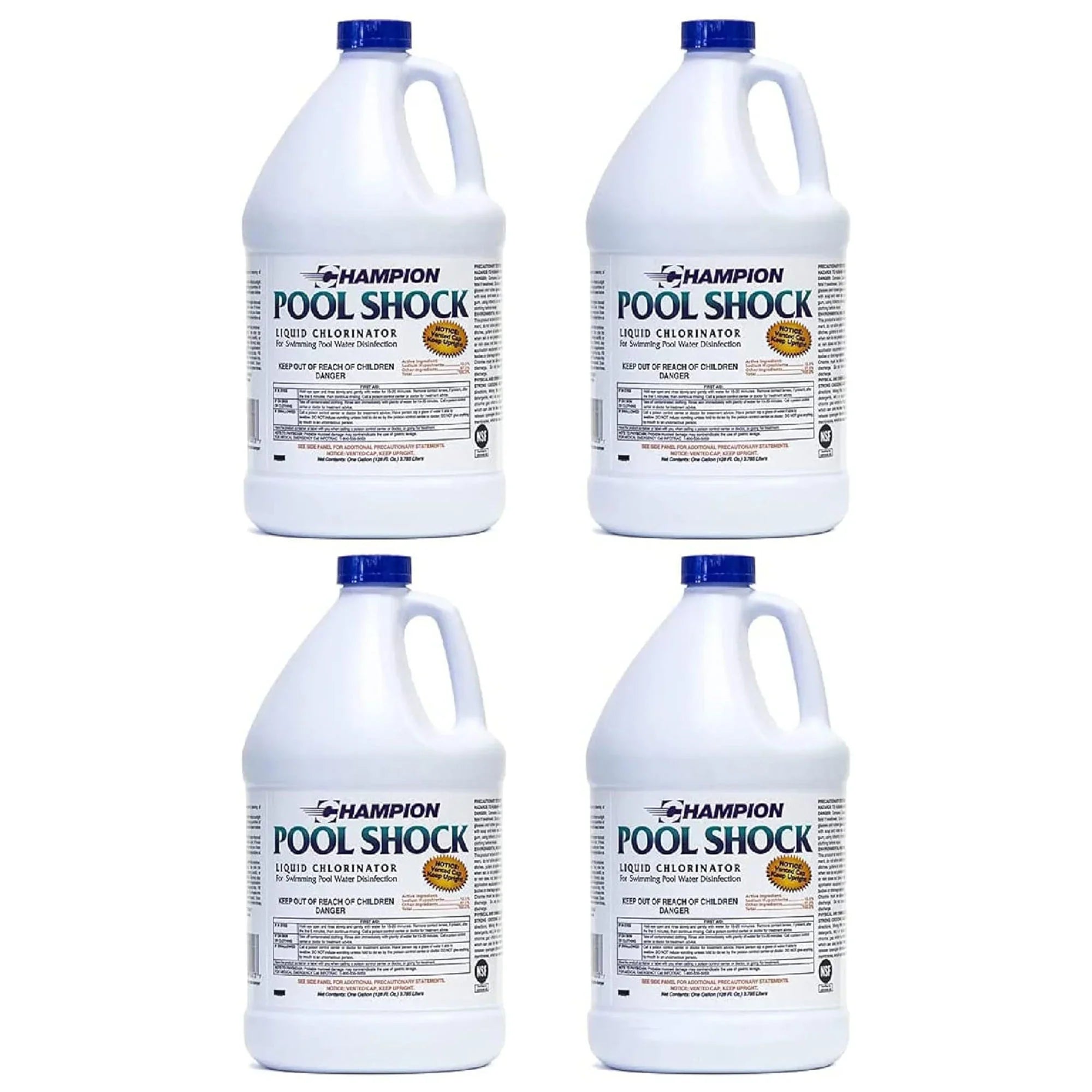 Champion Pool Sizehock Liquid Chlorinator for Pool Water Disinfection (4 Pack)