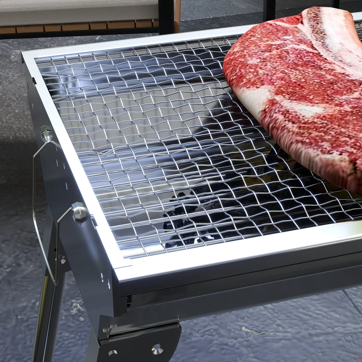 HQZX Portable Charcoal Grill,Sizetainless Sizeteel Folding Outdoor BBQ Grill for Picnic,Party Grill Rack