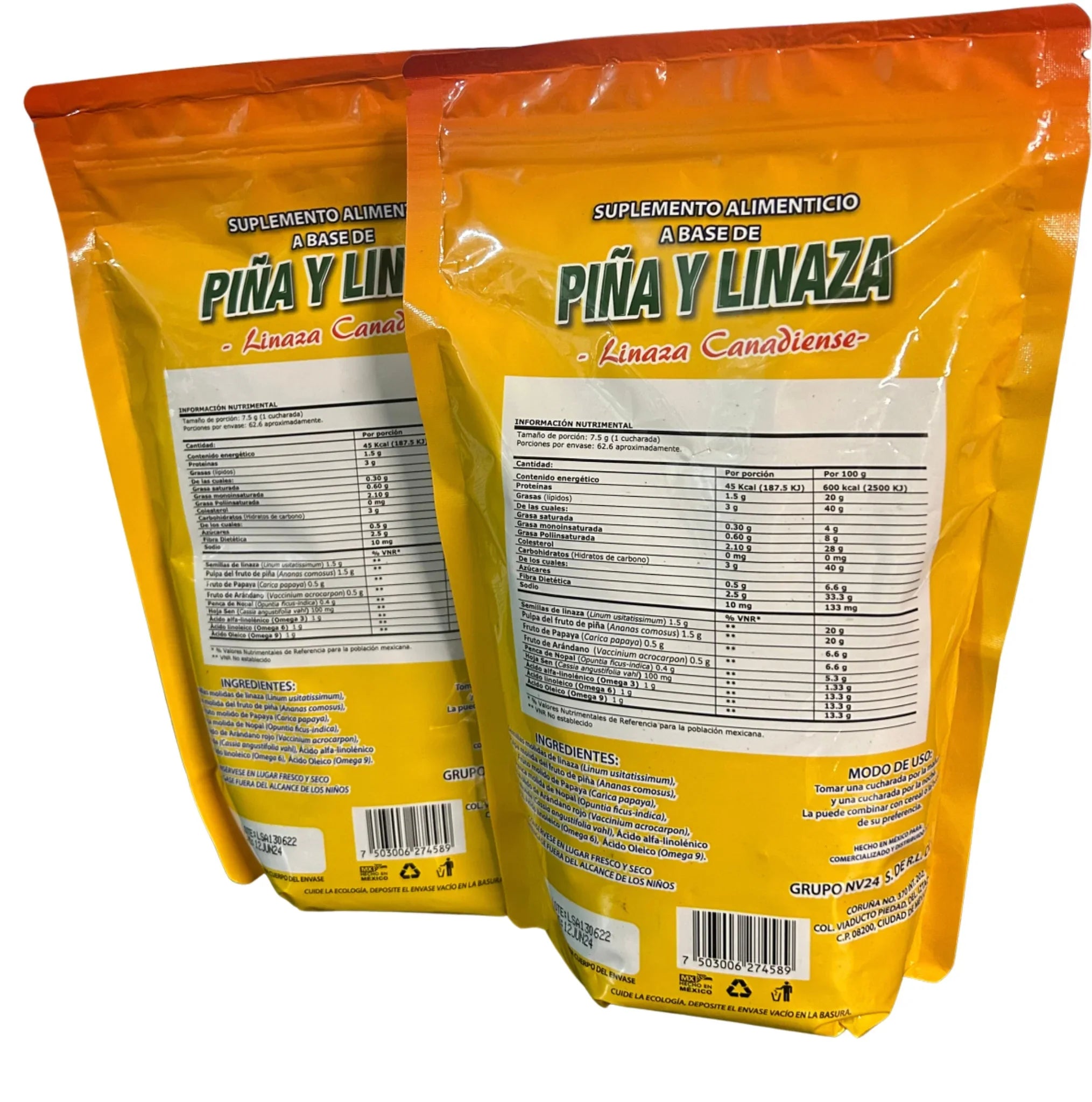 GN+Vida Piña y Linaza -Linaza Canadiense- Omega 3-6-9 -470 gr. - 2 Pack