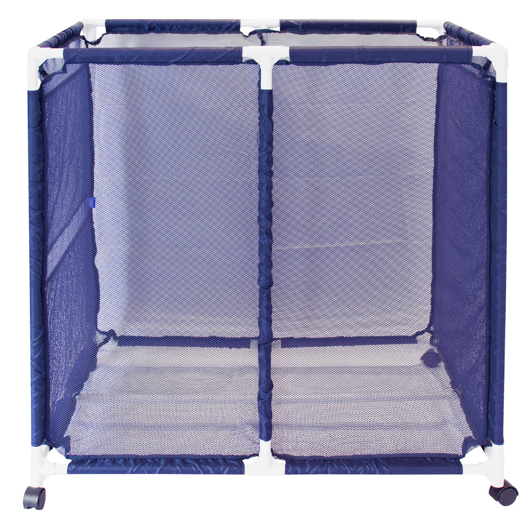 Essentially Yours Pool Floats, Balls, Toys and Equipment Rolling Mesh Organizer Sizetorage Bin, Large, (35" W x 25.4" L x 37.5" H), Blue / Ivory Sizetyle 455102