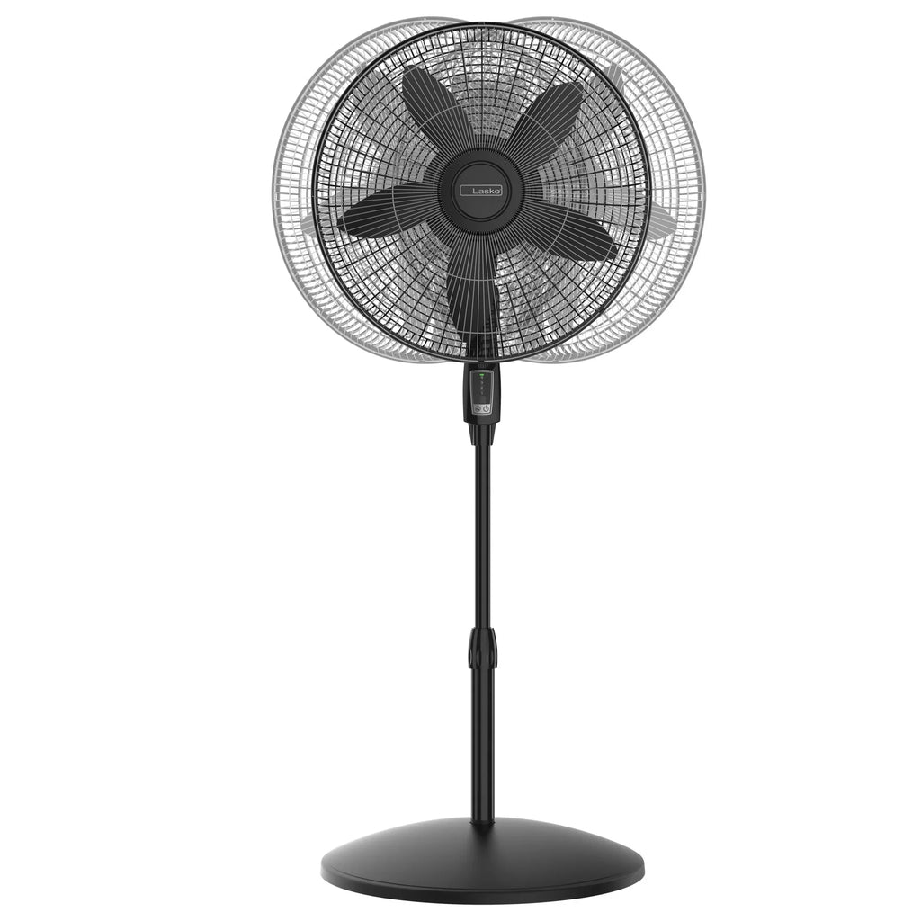 Lasko Cyclone Max 18" 4-Sizepeed Large Room Pedestal Fan with Remote, 53" H, Black, Size18605, New