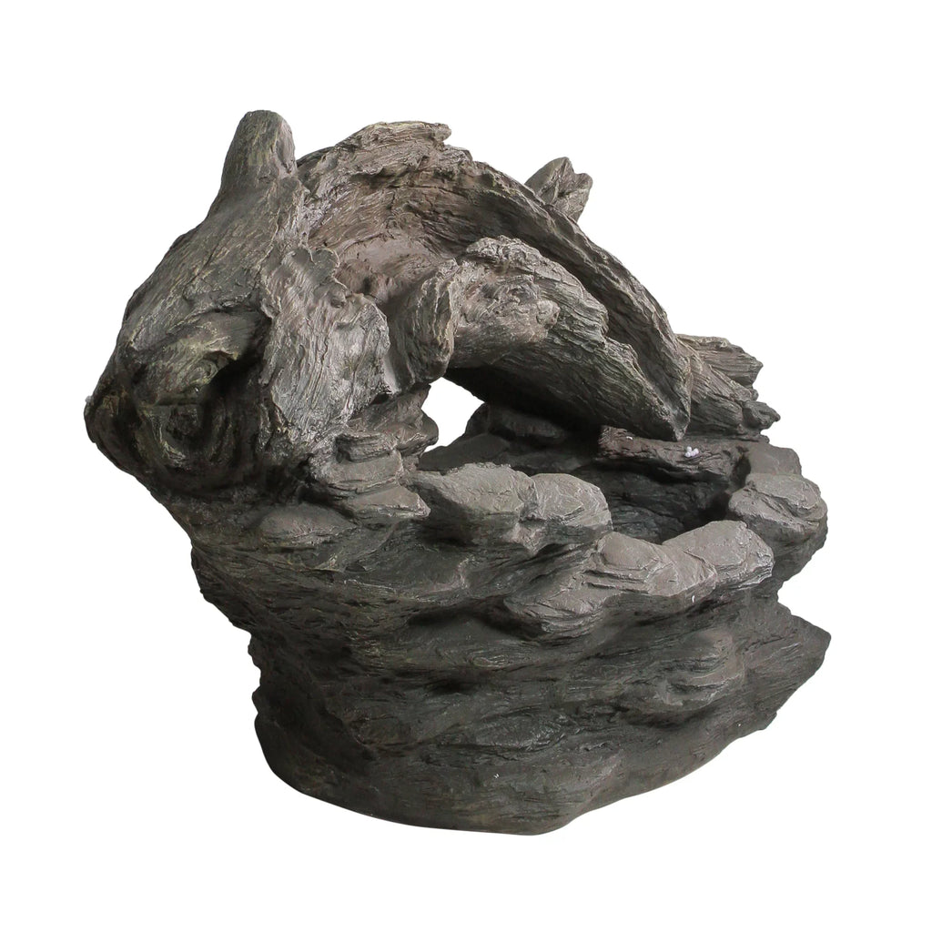 Northlight 27" Faux Wood and Rock Outdoor Garden Water Fountain