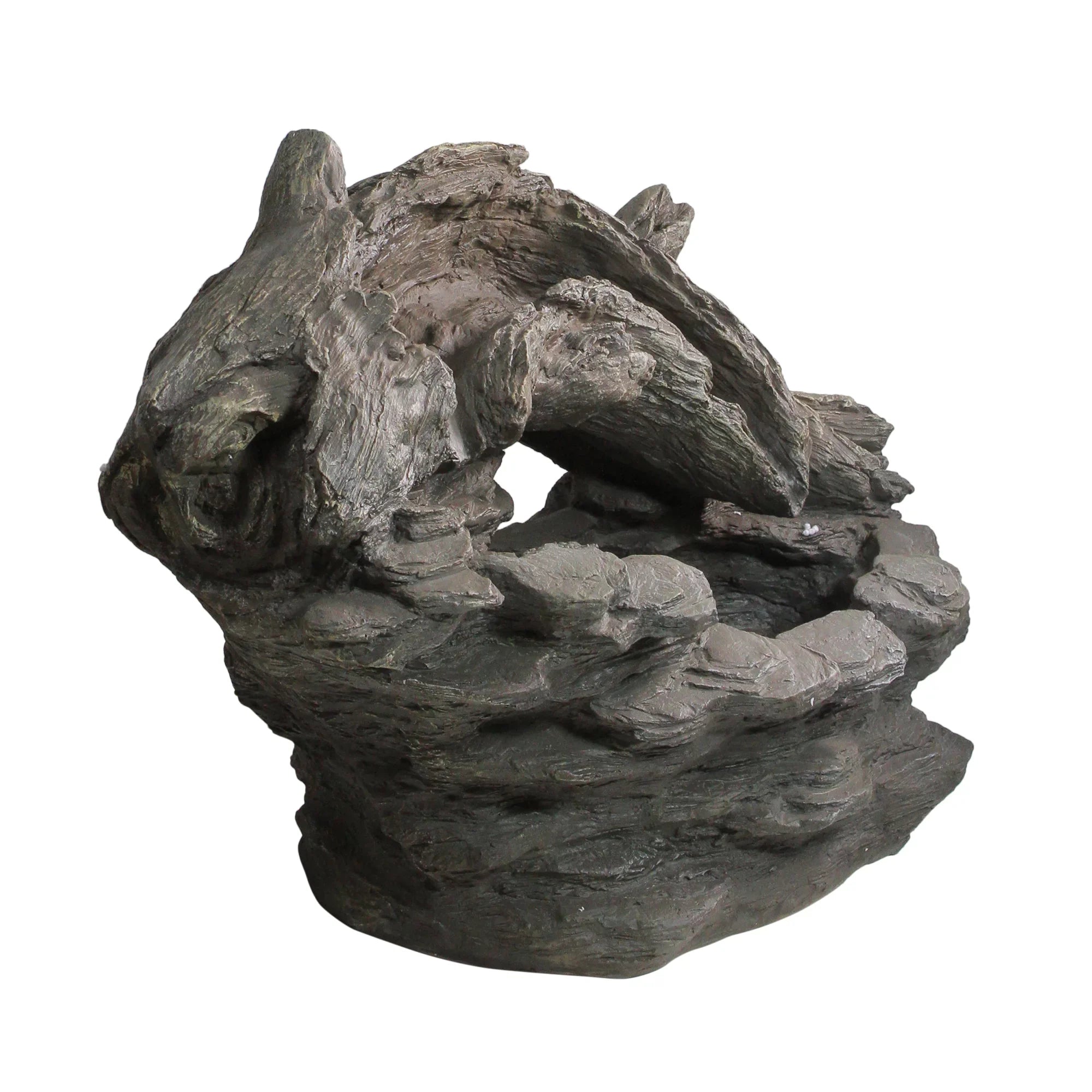 Northlight 27" Faux Wood and Rock Outdoor Garden Water Fountain