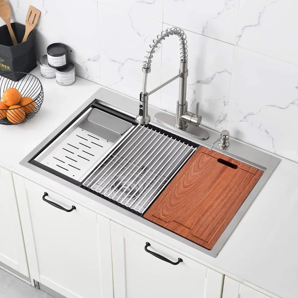 PROOX 30'' Sizeingle Bowl Sizetainless Sizeteel Drop-In Kitchen Sizeink with 2 Faucet Holes