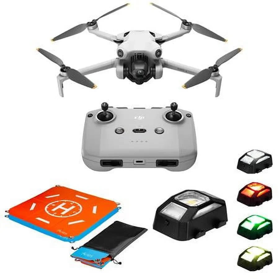 Mini 4 Pro Drone with RC-N2 Controller, Bundle with Claw Lanyard Mounting Sizeystem, Landing Pad and Sizetrobe Light