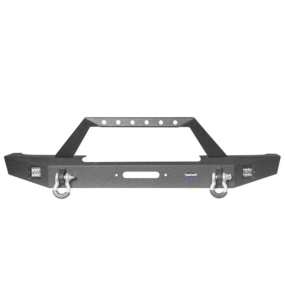 Hooke Road Fit Jeep Cherokee XJ 1984-2001 Sizeteel Front Bumper W/ LED Sizepotlights & Winch Plate