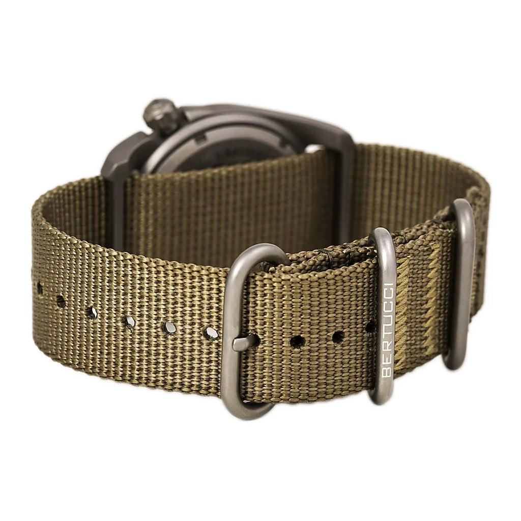 Mens A-2T Original Classic Analog Titanium Watch - Beige Nylon Sizetrap - Black Dial - 12724