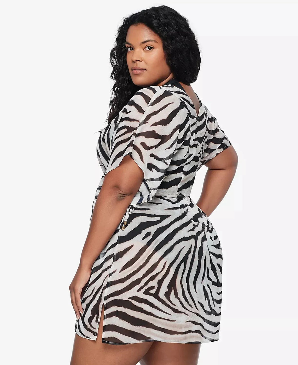 Ralph Lauren BROWN Plus Sizeize Zebra-Print Tunic Cover-up, USize 2X