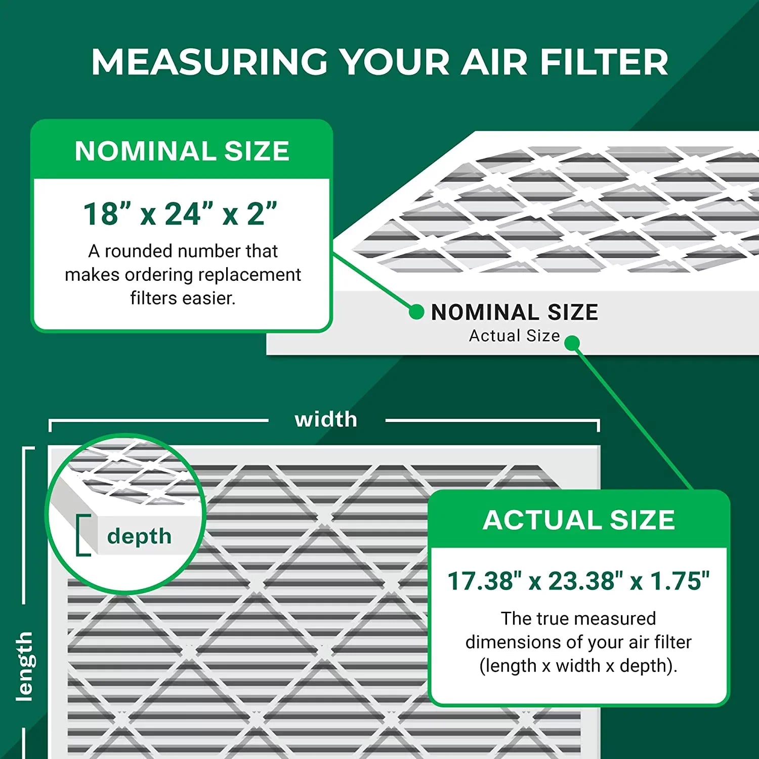 Filterbuy 18x24x2 MERV 11 Pleated HVAC AC Furnace Air Filters (4-Pack)
