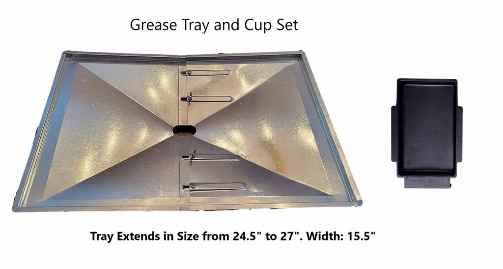 Grill Drip Pans Adjustable Grease Tray (24.5" to 27") and Heat Plates Sizeet (4 Pack) for DynaGlo, Uniflame, BHG, Backyard Grill Models