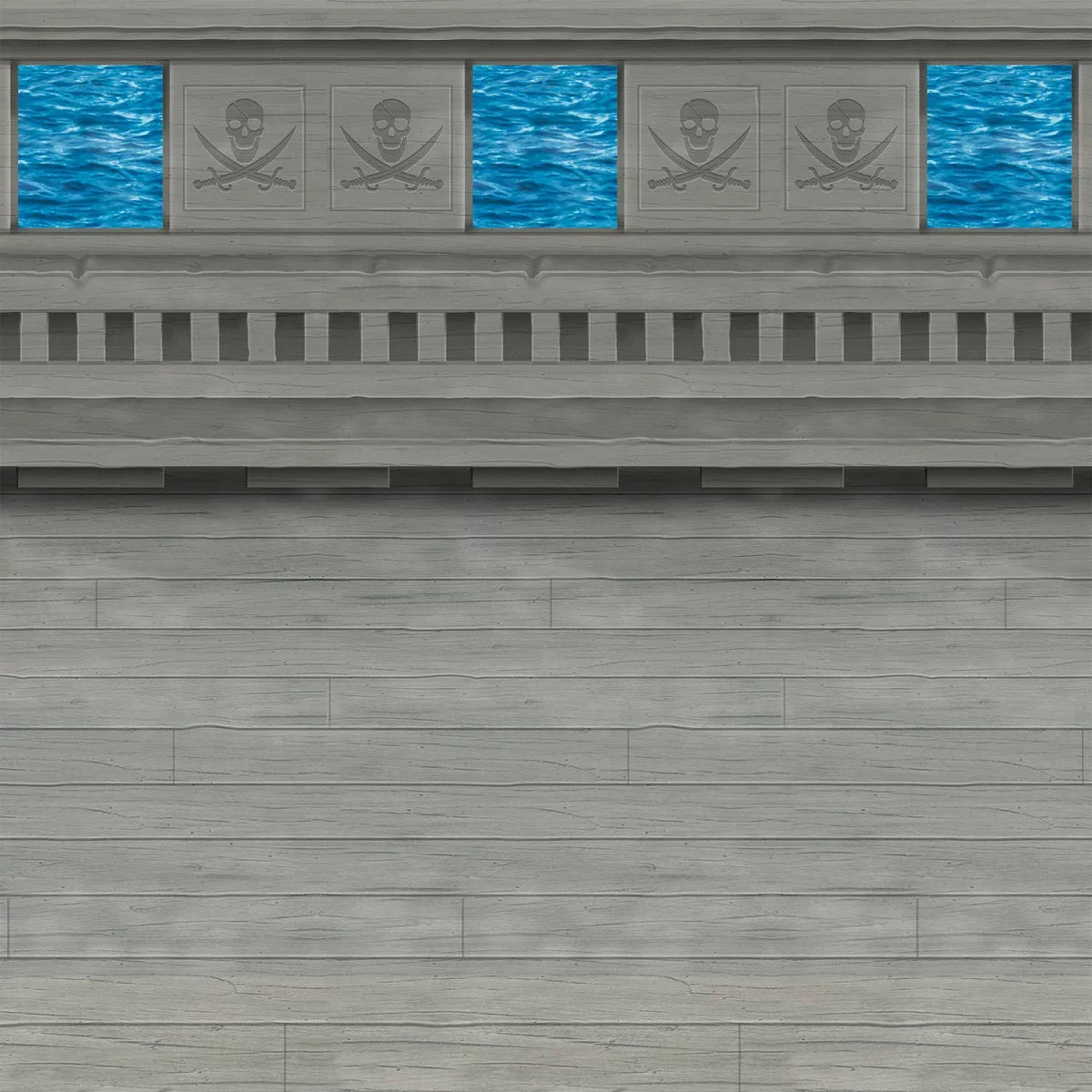 Party Central Pack of 6 Sizetone Gray and Aqua Blue Pirate Sizehip Themed Photo Backdrops 30'
