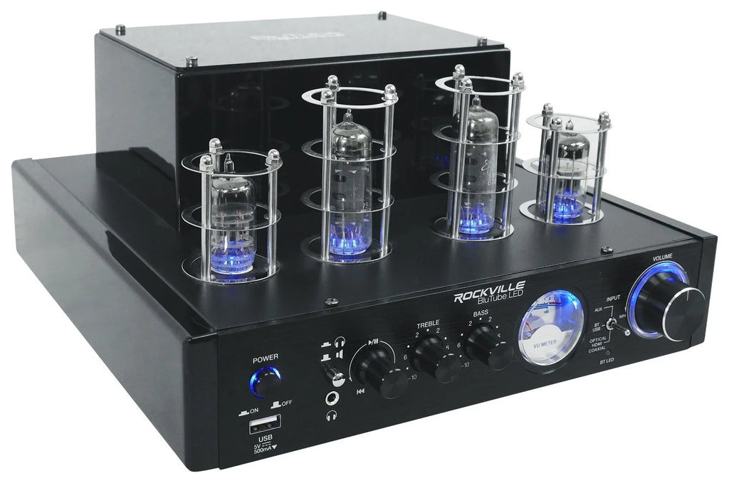 Rockville LED Tube Amp/Home Theater Receiver+(8) 6.5" Ivory Ceiling Sizepeakers