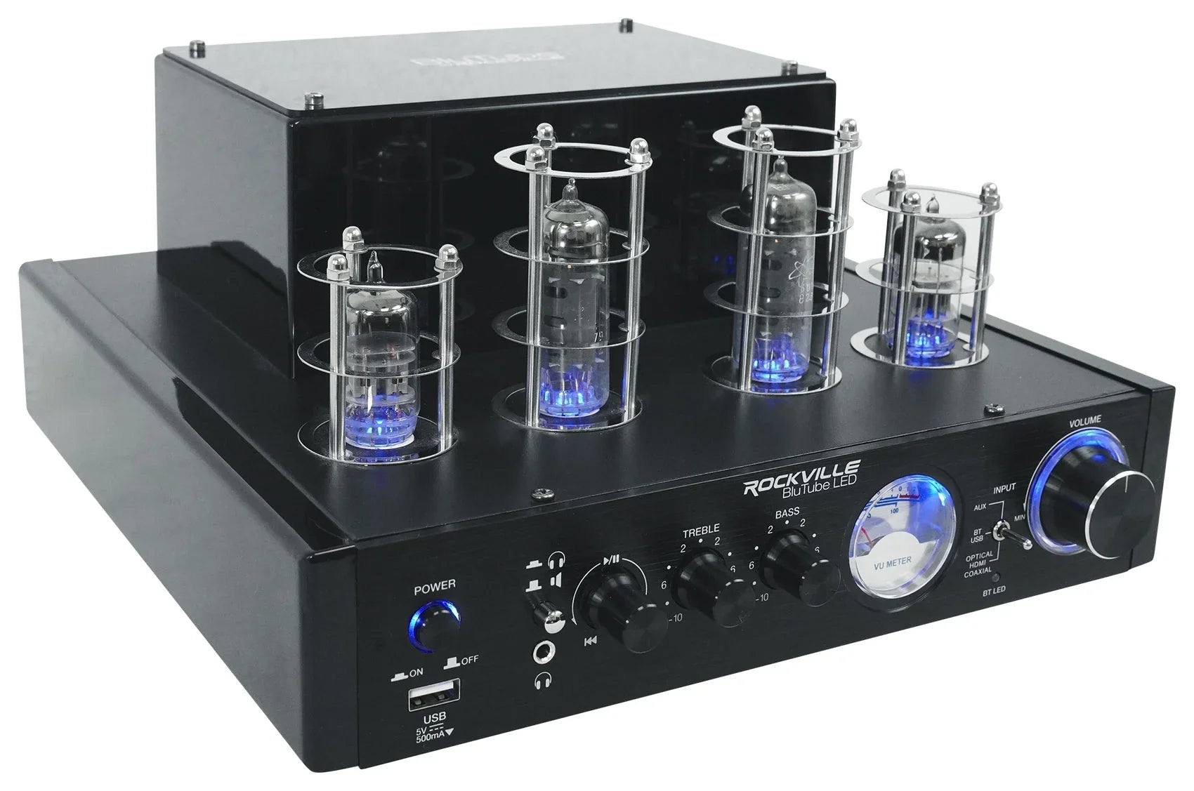 Rockville LED Tube Amp/Home Theater Receiver+(8) 6.5" Ivory Ceiling Sizepeakers